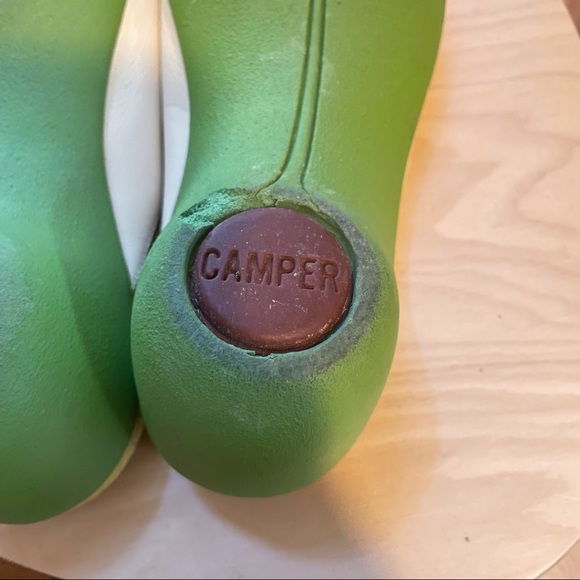 Camper White & Green Slide Heeled Sandals - Picture 5 of 7